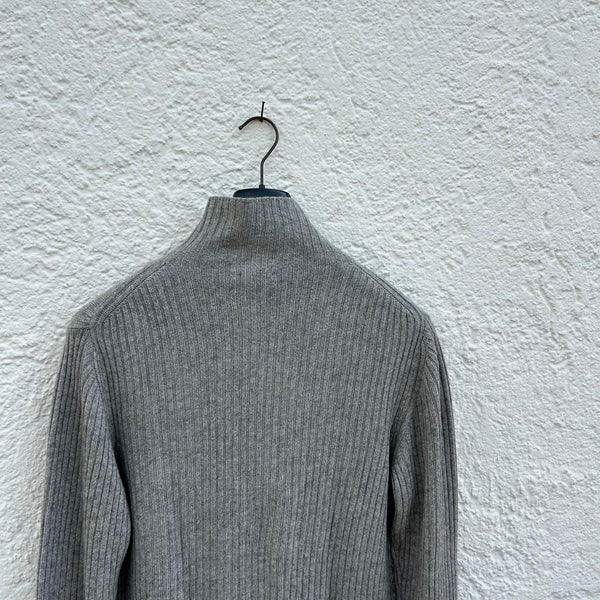 Ann Demeulemeester Grey Ribbed Wool Turtleneck Backside