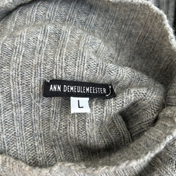Ann Demeulemeester Grey Ribbed Wool Turtleneck Tag