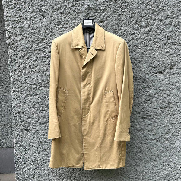 Thom Browne Beige Single-Breasted Bal Coat front