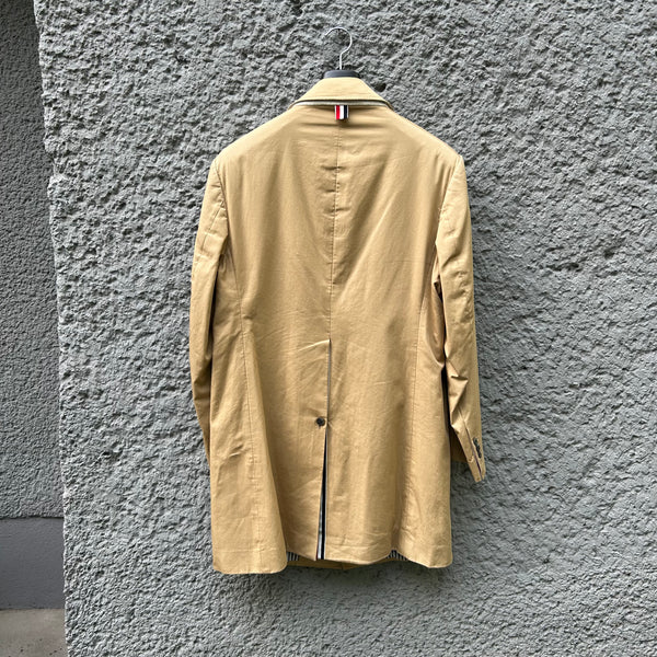 Thom Browne Beige Single-Breasted Bal Coat Backside