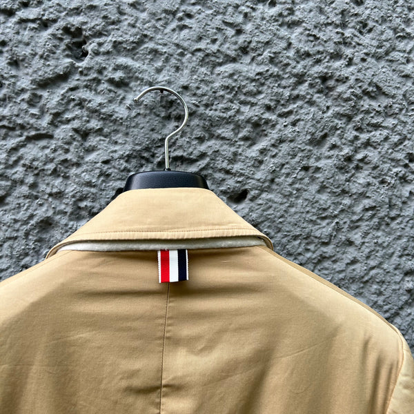 Thom Browne Beige Single-Breasted Bal Coat Detail