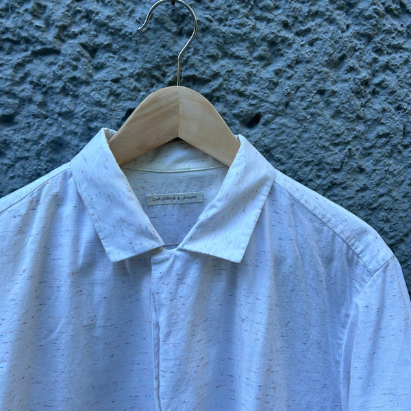 Christophe Lemaire White Short Sleeve Shirt Collar