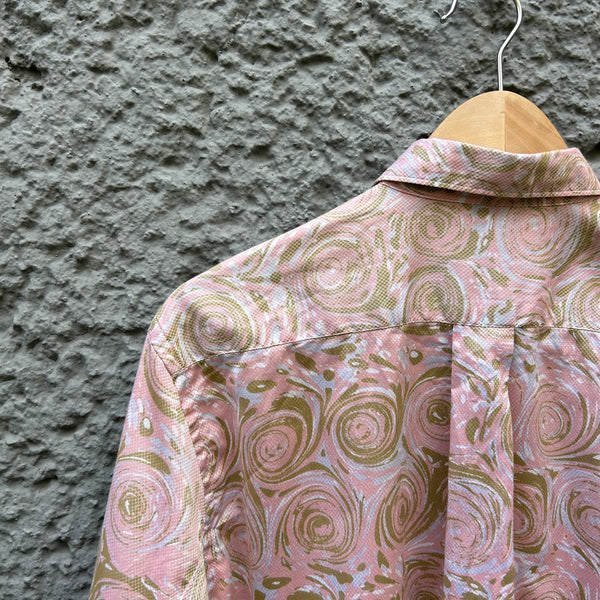 Comme des Garcons Shirt Patterned Pink Shirt with Matching Tie Close-Up