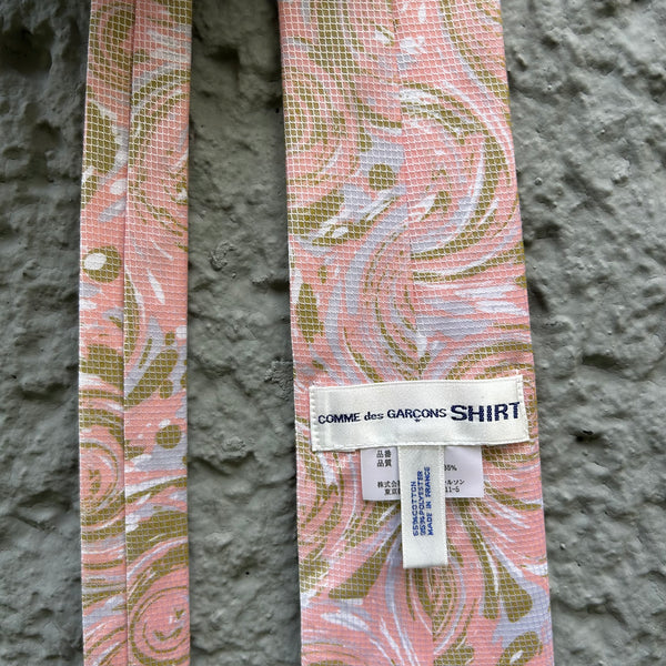 Comme des Garcons Shirt Patterned Pink Shirt with Matching Tie Tag