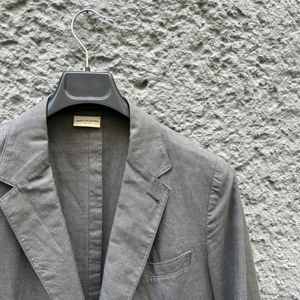 Dries van Noten Light Grey Patterned Blazer Jacket Close-Up