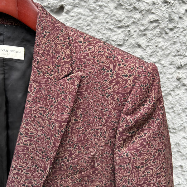 Dries Van Noten Red Patterned Blazer Detail