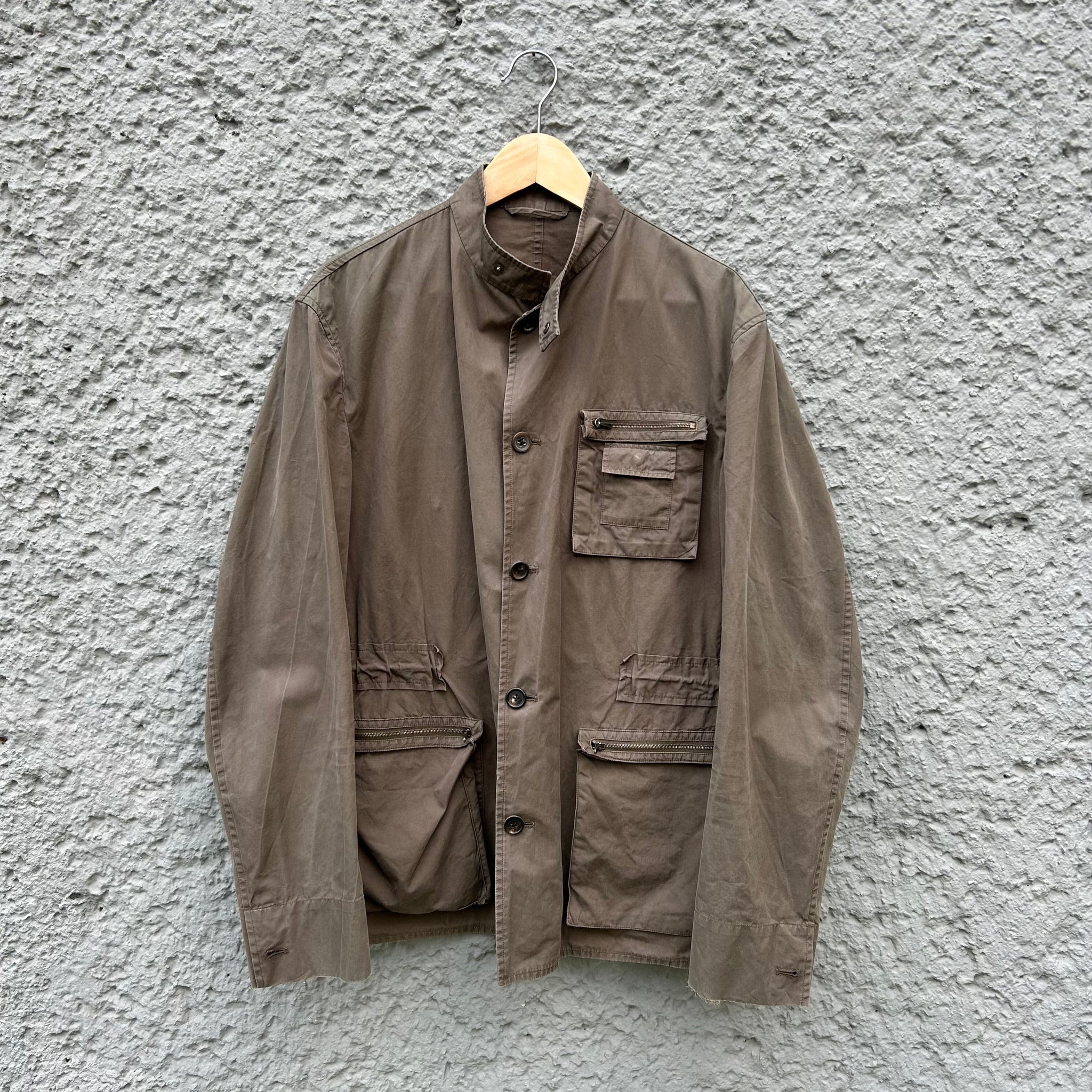 Vintage Jil Sander Brown Military Jacket with Patch Pockets