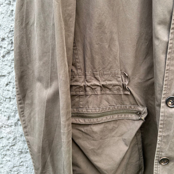 Vintage Jil Sander Brown Military Jacket with Patch Pockets Close-Up