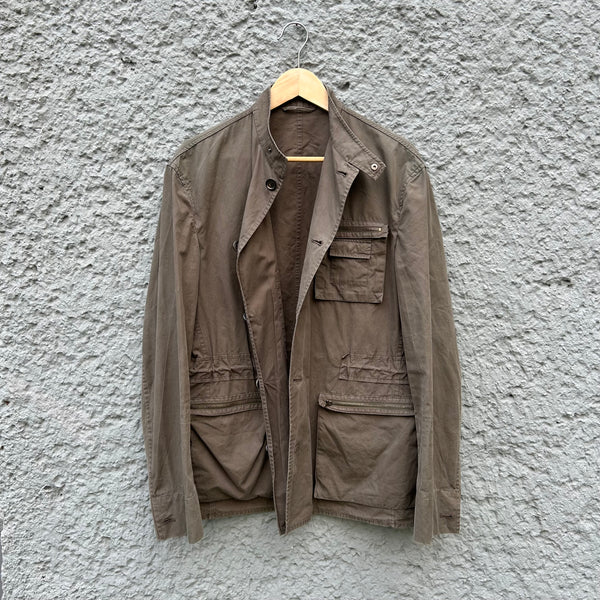 Vintage Jil Sander Brown Military Jacket with Patch Pockets 