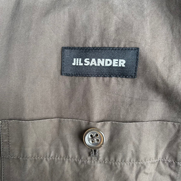 Vintage Jil Sander Brown Military Jacket with Patch Pockets Tag