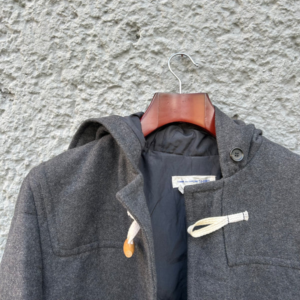 Comme des Garcons Shirt Grey Duffle Coat Close-Up