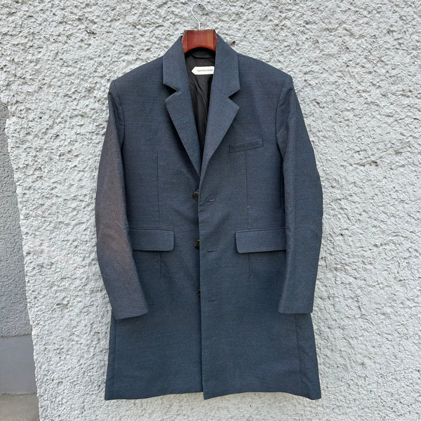 Namacheko Blue Coat with Patchwork Detailing Front