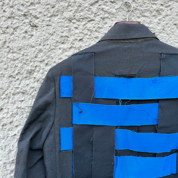 Namacheko Blue Coat with Patchwork Detailing Detail