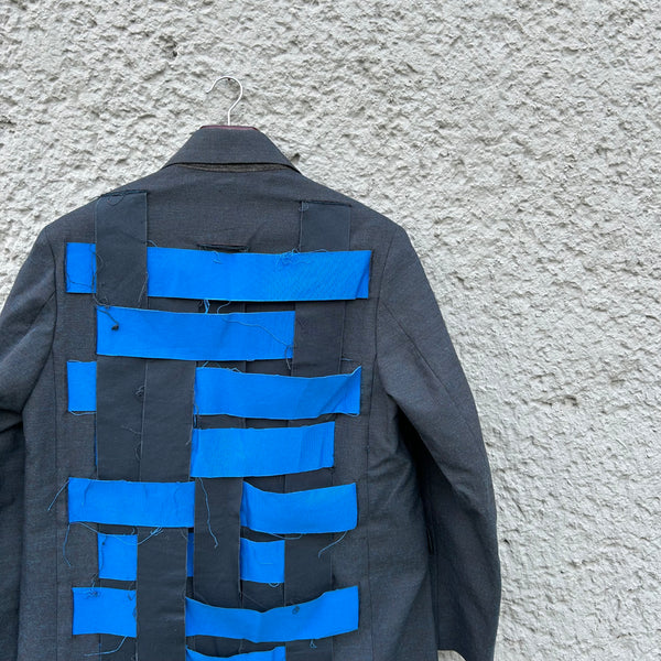 Namacheko Blue Coat with Patchwork Detailing Back Detail