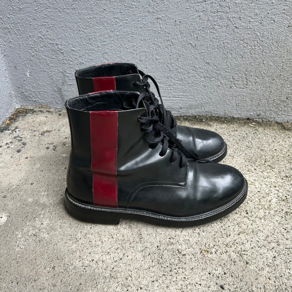 Calvin Klein 205w39nyc Raf Simons Black Patent Leather Combat Boots