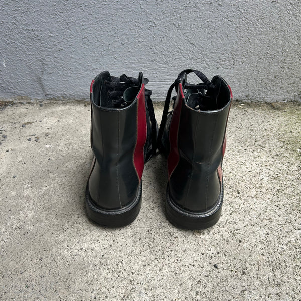 Calvin Klein 205w39nyc Raf Simons Black Patent Leather Combat Boots Backside