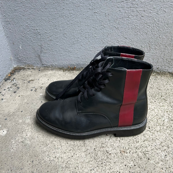Calvin Klein 205w39nyc Raf Simons Black Patent Leather Combat Boots
