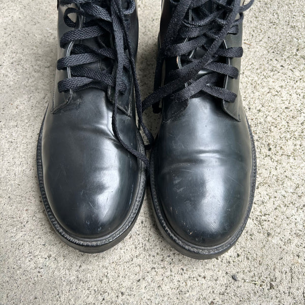 Calvin Klein 205w39nyc Raf Simons Black Patent Leather Combat Boots Toe Cap