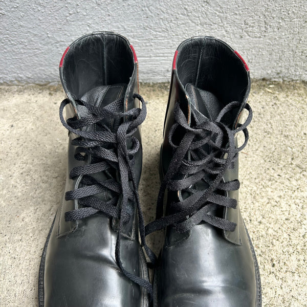 Calvin Klein 205w39nyc Raf Simons Black Patent Leather Combat Boots