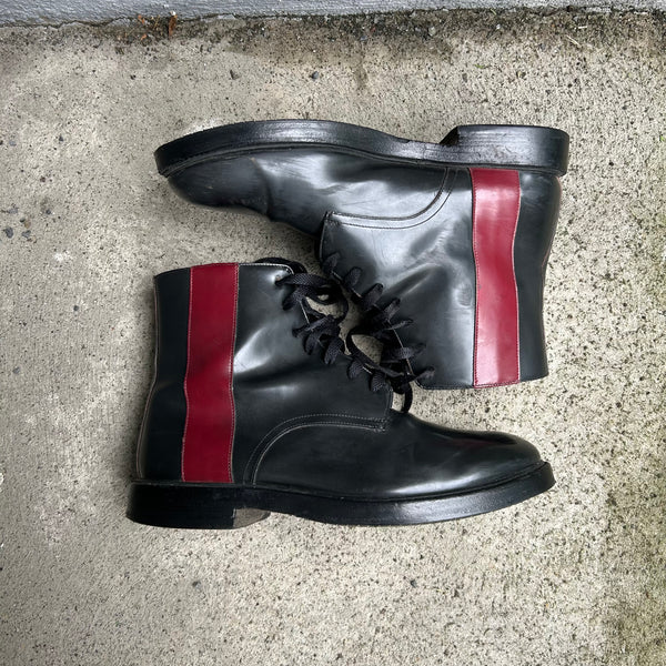 Calvin Klein 205w39nyc Raf Simons Black Patent Leather Combat Boots