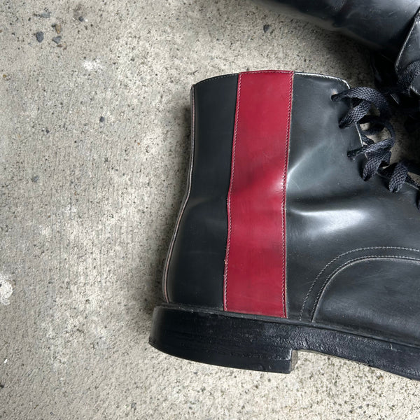 Calvin Klein 205w39nyc Raf Simons Black Patent Leather Combat Boots