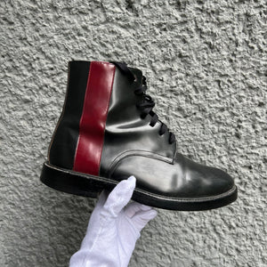 Calvin Klein 205w39nyc Raf Simons Black Patent Leather Combat Boots