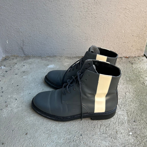 Calvin Klein 205w39nyc Raf Simons Grey Patent Leather Combat Boots