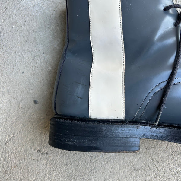 Calvin Klein 205w39nyc Raf Simons Grey Patent Leather Combat Boots Close-Up