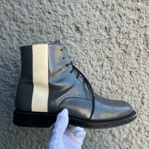 Calvin Klein 205w39nyc Raf Simons Grey Patent Leather Combat Boots