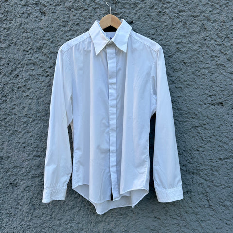 Yohji Yamamoto White Button-Up Shirt with Layered Collar