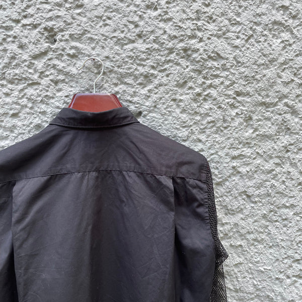 Comme des Garcons Homme Plus Black Shirt with Netted Sleeves Detail