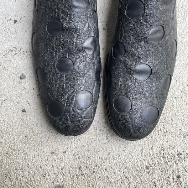 Yves Saint Laurent by Tom Ford Black Exotic Leather Loafers Shoes Toe Cap