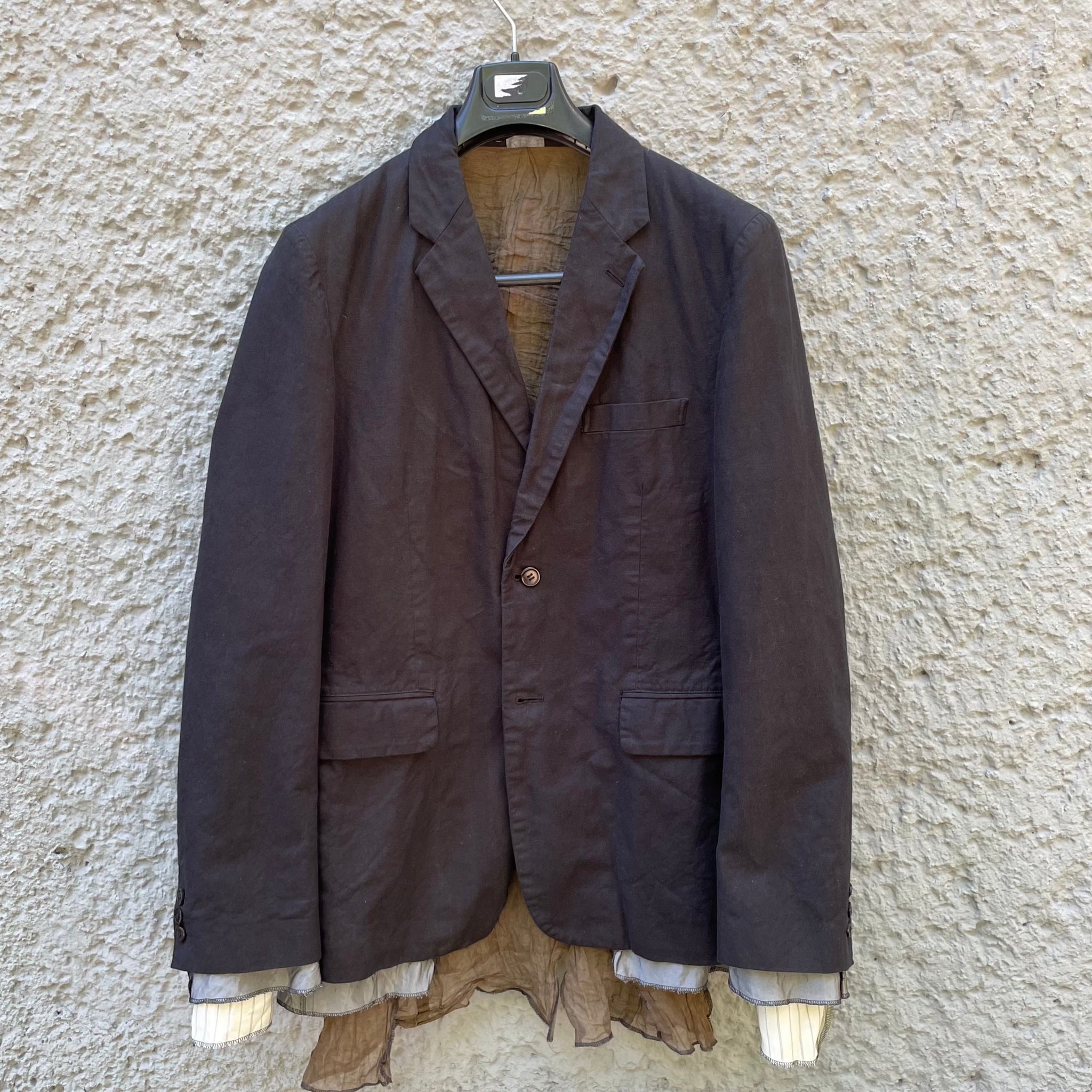 Comme des Garcons Homme Plus Layered Black Used-Look Blazer S/S14 Detail