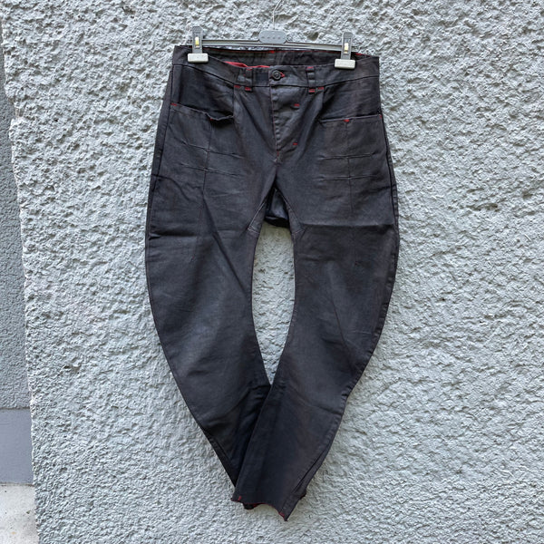 Boris Bidjan Saberi Black Waxed Trousers P15-F185 F/W 11/12
