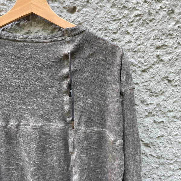 Boris Bidjan Saberi Grey Washed Long-Sleeved T-Shirt Close-Up