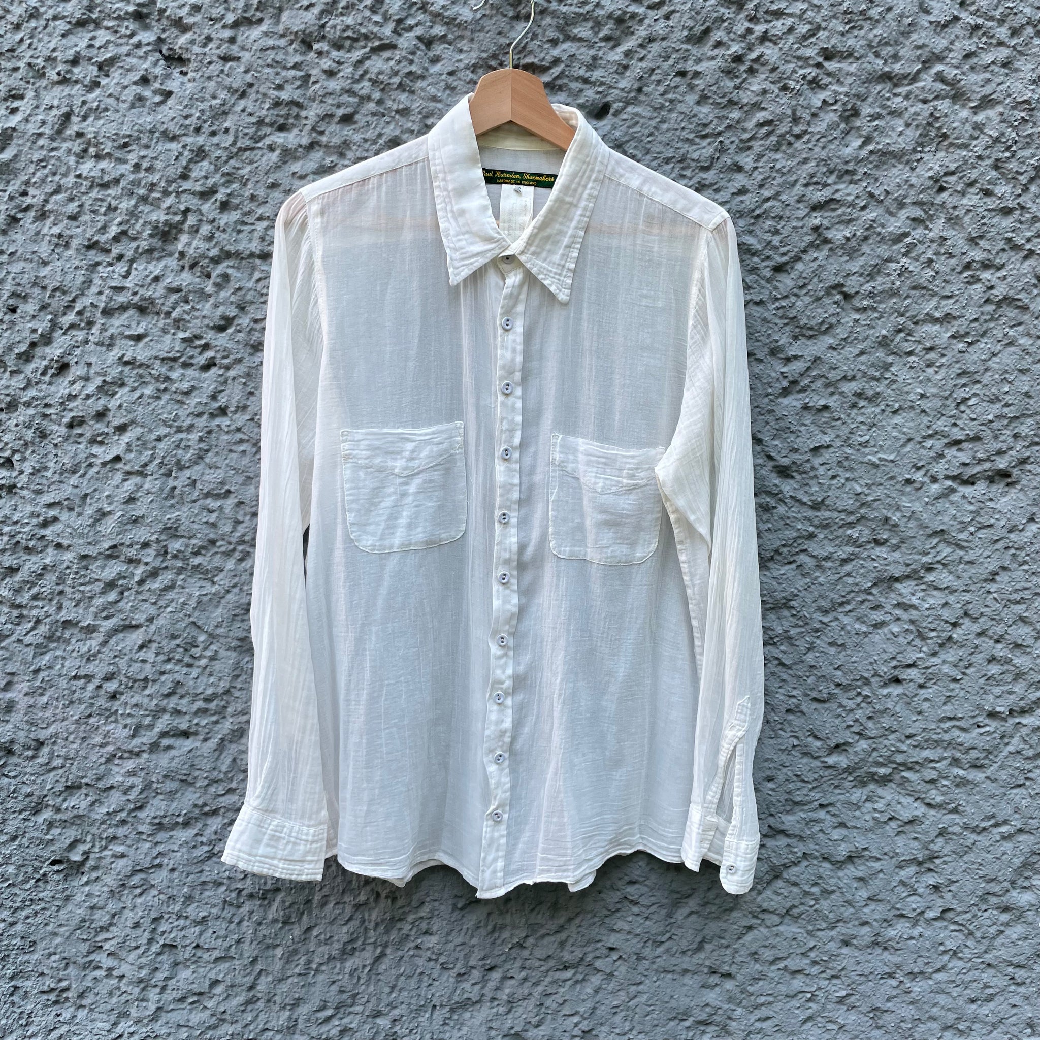 Paul Harnden Shoemakers Cream See-Through Shirt Button Up Paul Harnden Shoemakers Cream See-Through Shirt Button Up