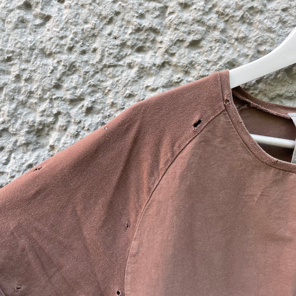 Carpe Diem Maurizio Altieri Brown Distressed T-Shirt Detail