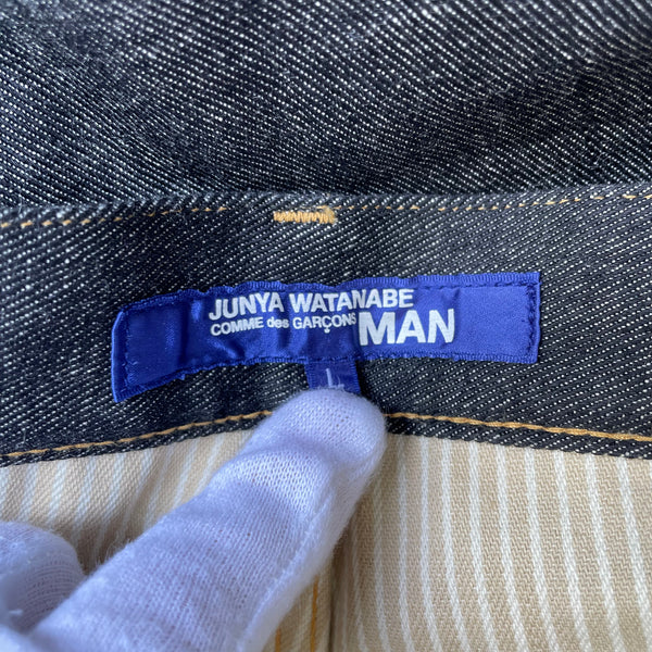 Junya Watanabe Raw Denim Jeans with Attached Tartan Fabric F/W14 Tags