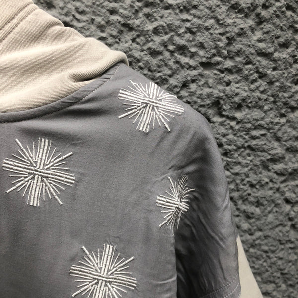Grey Hoodie with stitched Star Detailing