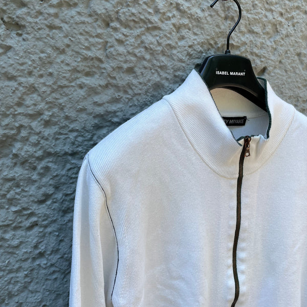 White Sweatshirt with high Neck and Zip