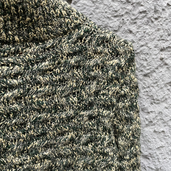 Issey Miyake Green Knit Half-Zip Detail