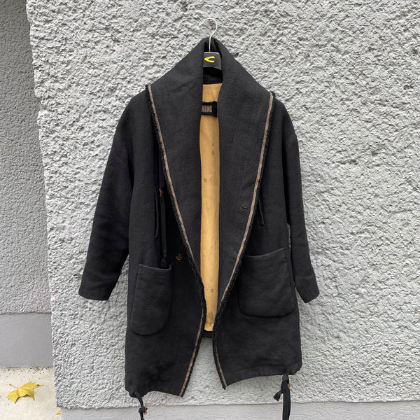 Uma Wang Black Heavy Ludovico Coat F/W16