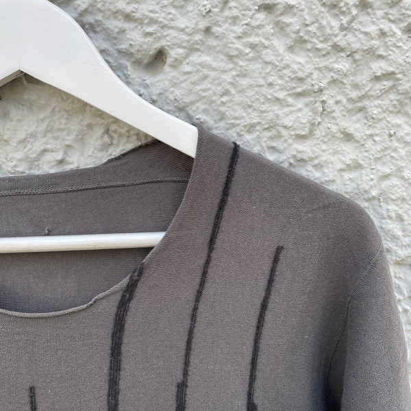 Label Under Construction Grey T-Shirt with Stripe Design