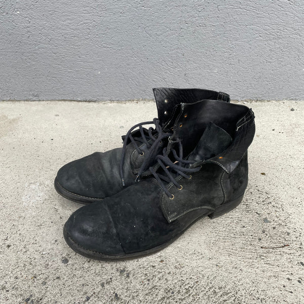 A1923 A Diciannoveventitre Black Leather Combat Boots
