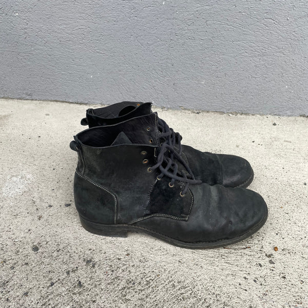 A1923 A Diciannoveventitre Black Leather Combat Boots