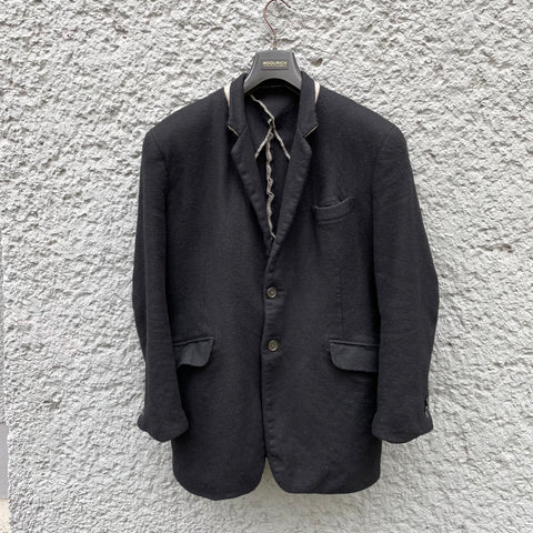 Yohji Yamamoto Y's Black Fuzzy Wool Blazer Jacket
