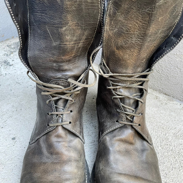  Guidi Brown Patinated Combat Boots 991 Laces