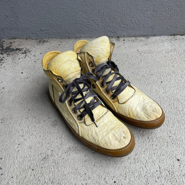 A Diciannoveventitre A1923 Yellow High-Top Leather Sneakers