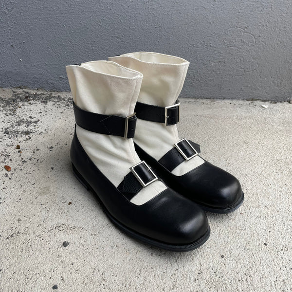 Vintage Comme des Garcons Black and White Buckle Boots