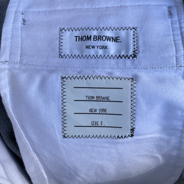 Thom Browne Grey Trousers with Side Stripe Detail Tag